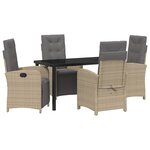 vidaXL Set de salle à manger de jardin 5 pièces avec coussins en poly rotin beige