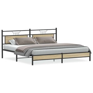 vidaXL Cadre de lit en métal sans matelas chêne sonoma 200x200 cm