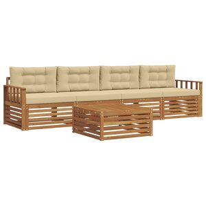 vidaXL Ensemble de canapés d'extérieur 5 Pièces Naturel et Beige