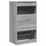 vidaXL Armoire à chaussures 2 tiroirs rabattables sonoma gris