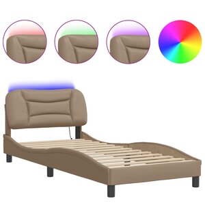 vidaXL Cadre de lit avec LED sans matelas Hvar cappuccino 90x190 cm