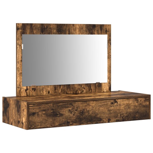vidaXL Table de maquillage murale Chêne fumé 100x40x70 cm