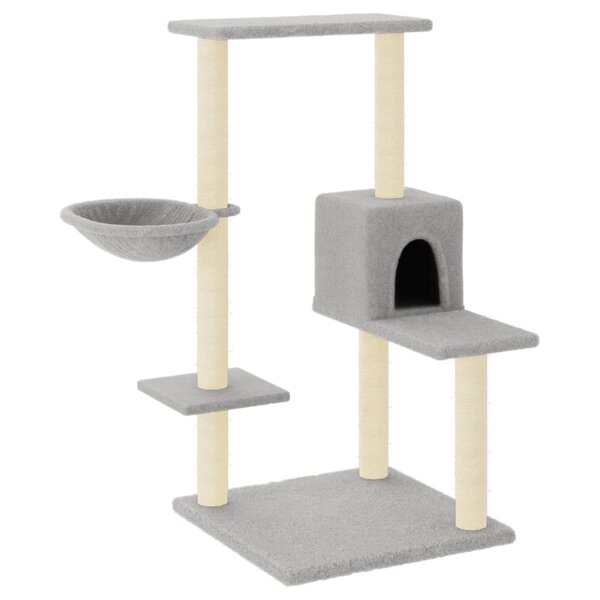 vidaXL Arbre à chat avec griffoirs en sisal Gris clair 95 cm