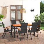vidaXL Ensemble à manger de jardin 7 Pièces noir et marron