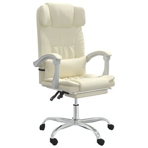 Fauteuil de massage inclinable de bureau informatique étude similicuir crème 02_0025403