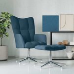 vidaXL Chaise de relaxation avec tabouret Bleu Velours