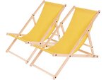 Lot de 2 transats en bois "Chilienne" - 107 x 56.5 x 81 cm - Jaune