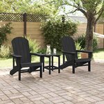 vidaXL Mobilier de jardin lounge 3 Pièces Noir 38 x 38 x 46 cm