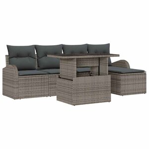 vidaXL Ensemble de canapé de jardin 6 pc Gris polyrotin