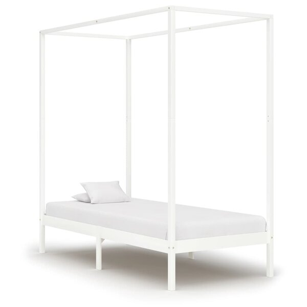 vidaXL Cadre de lit à baldaquin Blanc Bois de pin massif 90x200 cm