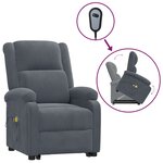 vidaXL Fauteuil de massage Gris foncé Velours
