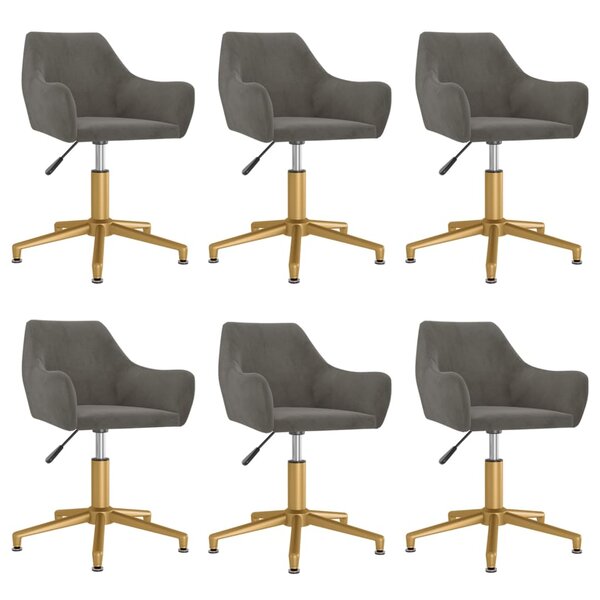 vidaXL Chaises pivotantes à manger lot de 6 Gris foncé Velours