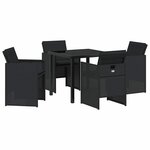 vidaXL Ensemble de salle à manger pour jardin 5 Pièces Noir polyrotin