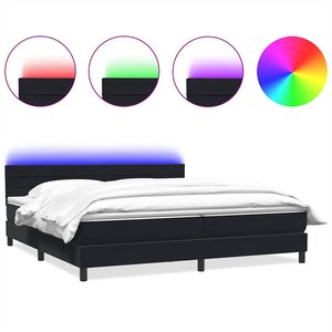 vidaXL Sommier à lattes de lit avec matelas et LED noir 180x210 cm velours