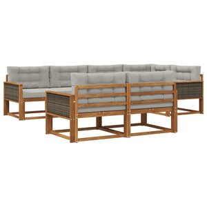 vidaXL Ensemble de canapés d'extérieur 8 pc Naturel et Gris clair