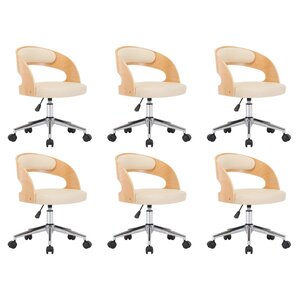 vidaXL Chaises pivotantes à manger lot de 6 bois courbé et similicuir