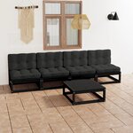 vidaXL Salon de jardin 5 Pièces avec coussins Bois de pin massif
