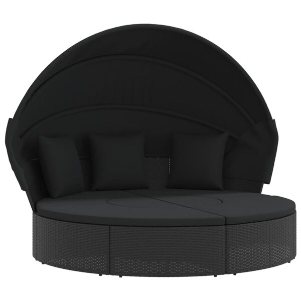 vidaXL Lit de repos d'extérieur avec auvent et coussins résine tressée