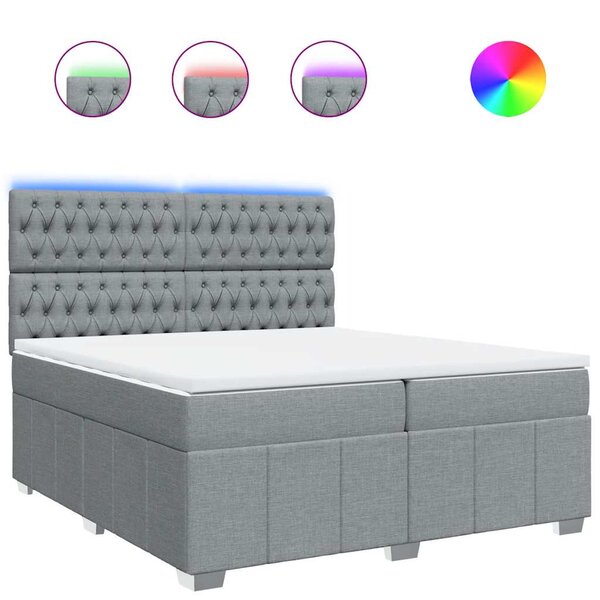 vidaXL Sommier à lattes de lit avec matelas Gris clair 200x200cm Tissu