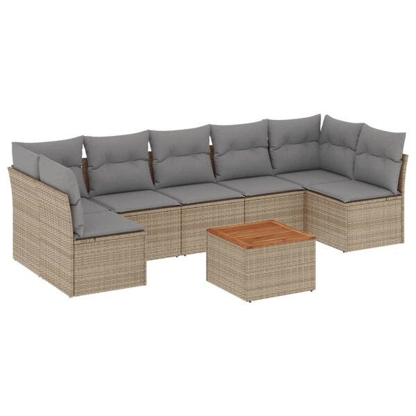 vidaXL Salon de jardin avec coussins 8Pièces mélange beige résine tressée