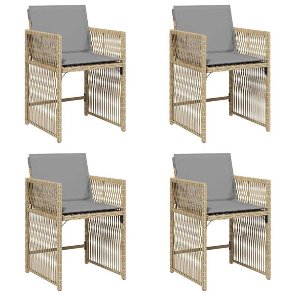 vidaXL Chaises de jardin avec coussins lot de 4 mélange beige