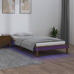 vidaXL Cadre de lit à LED marron miel 100x200 cm bois massif