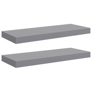vidaXL Étagères murales flottantes 2 Pièces Gris 60x23 5x3 8 cm MDF