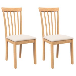 vidaXL Chaises à manger coussins 2 Pièces naturel bois massif caoutchouc