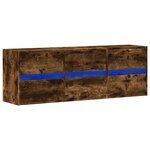 vidaXL Meuble TV mural avec lumières LED chêne fumé 130x31x45 cm