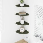 vidaXL Étagère flottante avec étagère 4 Pièces Vert olive 18 x 18 x 2 cm