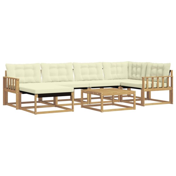 vidaXL Ensemble de canapés d'extérieur 7 Pièces Blanc et crème