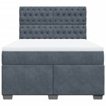 vidaXL Sommier à lattes de lit et matelas Gris foncé 160x200cm Velours