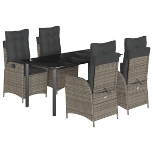 vidaXL Ensemble à manger de jardin 5 Pièces coussins gris résine tressée