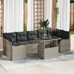 vidaXL Ensemble de canapé de jardin 8 Pièces Gris clair Poly rotin
