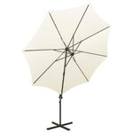 vidaXL Parasol déporté avec mât et lumières LED Sable 300 cm