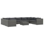 vidaXL Salon de jardin 10 Pièces avec coussins Résine tressée Gris