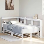 vidaXL Lit bibliothèque sans matelas blanc 90x190cm bois de pin massif