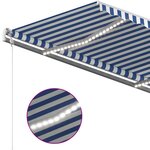 vidaXL Auvent automatique capteur de vent LED 450x350 cm Bleu et blanc