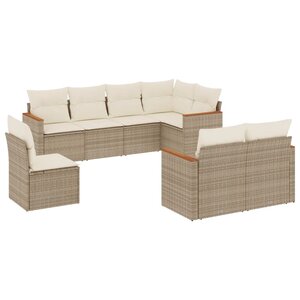 vidaXL Salon de jardin avec coussins 8 Pièces beige résine tressée