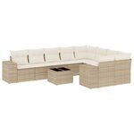 vidaXL Salon de jardin avec coussins 10 Pièces beige résine tressée