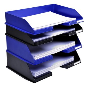 Corbeille À Courrier Combo À L'italienne Office - Bleu Nuit - X 8 - Exacompta