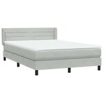 vidaXL Sommier à lattes de lit et matelas gris clair 160x220cm velours