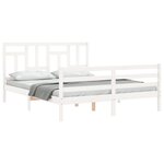vidaXL Cadre de lit avec tête de lit blanc King Size bois massif