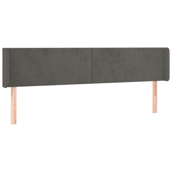vidaXL Tête de lit avec oreilles Gris foncé 183x16x78/88 cm Velours