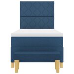vidaXL Lit à Ressorts avec Matelas & Banc Bleu 90x200 cm Tissu