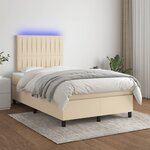 vidaXL Sommier à lattes de lit matelas et LED crème 120x190 cm tissu
