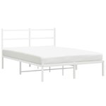 vidaXL Cadre de lit métal sans matelas et tête de lit blanc 135x190 cm