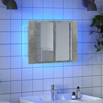 vidaXL Armoire de salle de bain à miroir LED Gris béton Acrylique