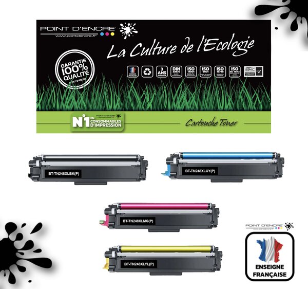 TN248XL - NOIR / CYAN / MAGENTA / JAUNE - Grande capacité
