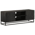 vidaXL Meuble TV noir 110x30x40 cm bois massif de manguier et fer